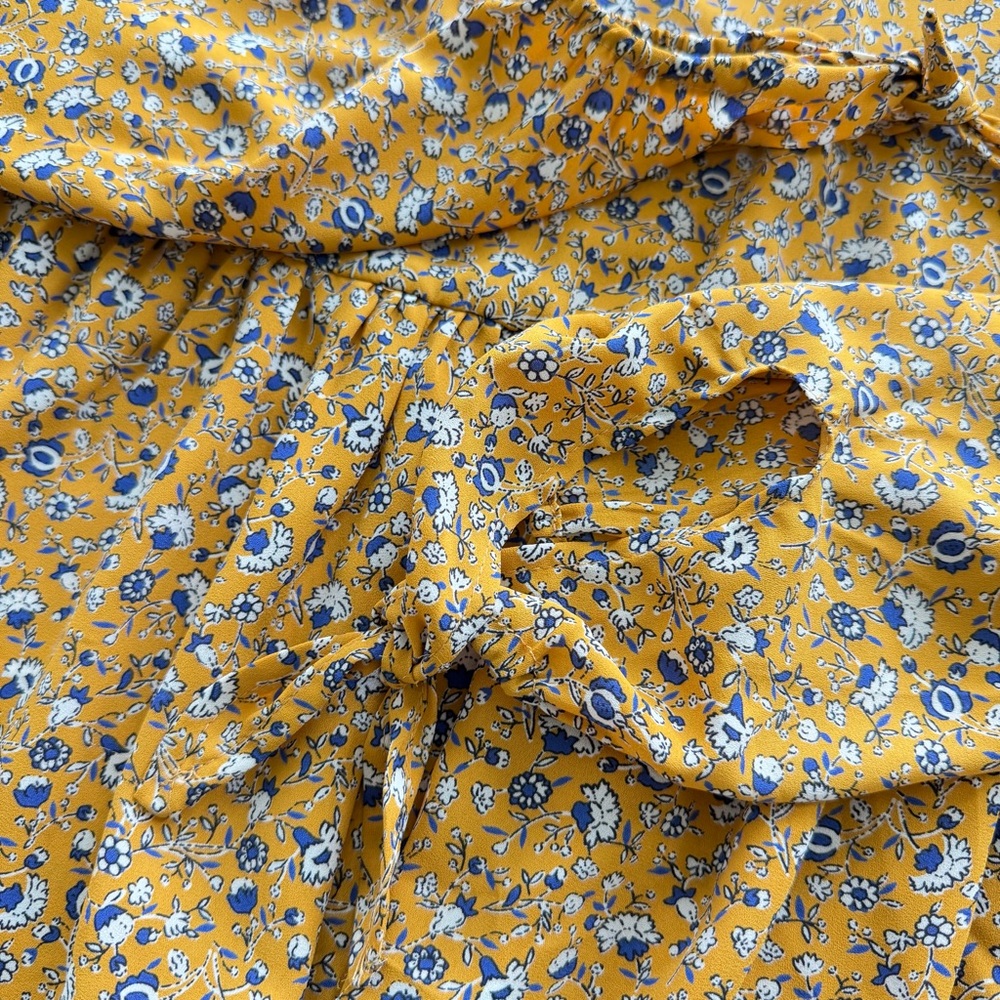 Braeve Teegan Peplum Top Floral Mustard Yellow Boho Women Small - Picture 4 of 5